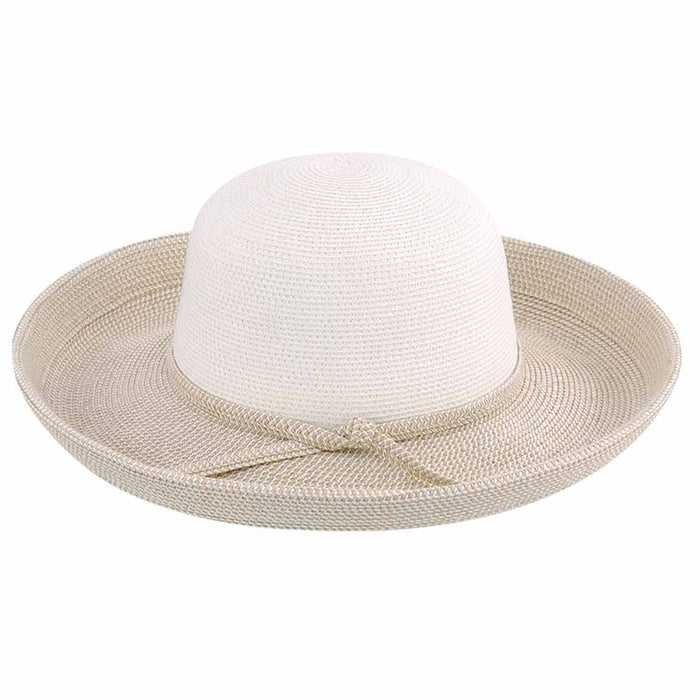 Two Tone Tweed Crown Kettle Brim Sun Hat - Jeanne Simmons Hats Kettle Brim Hat Jeanne Simmons Accessories js8211wh White