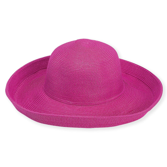 Up Turned Brim Classic Sun Hat - Sun 'N' Sand Hats Kettle Brim Hat Sun N Sand Hats HH803M Hot Pink Medium (57 cm)