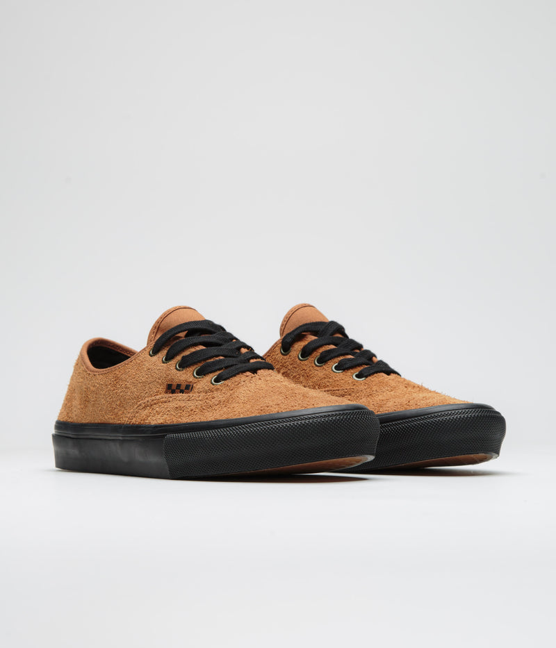 Vans Skate Authentic Shoes in Hairy Suede Black and Rust