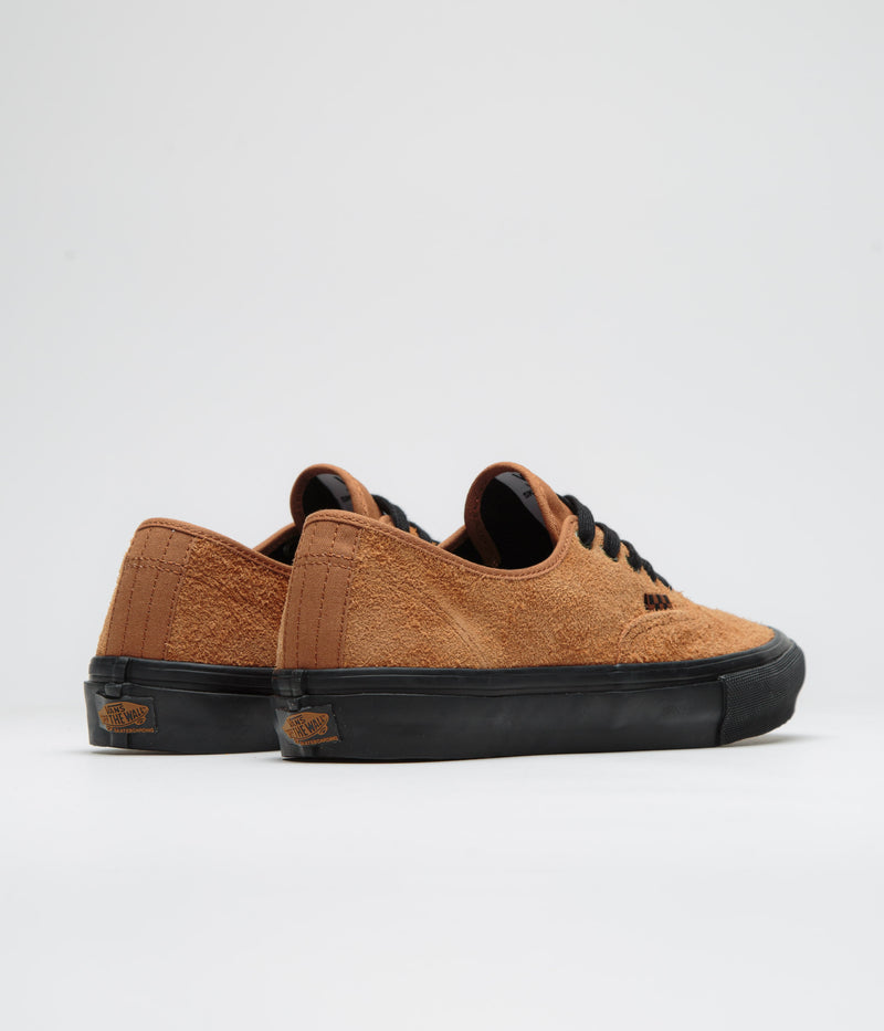 Vans Skate Authentic Shoes in Hairy Suede Black and Rust