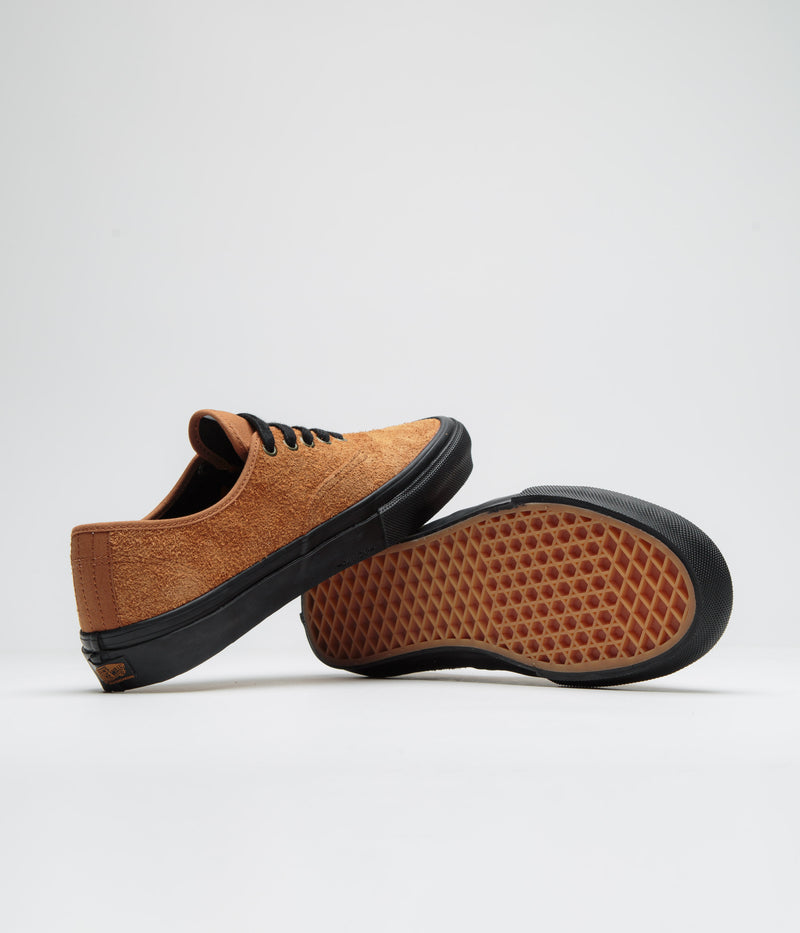 Vans Skate Authentic Shoes in Hairy Suede Black and Rust