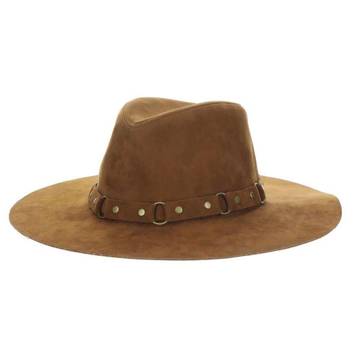 Vegan Leather Rancher Hat with Studs and Rings - Scala Hats Safari Hat Scala Hats