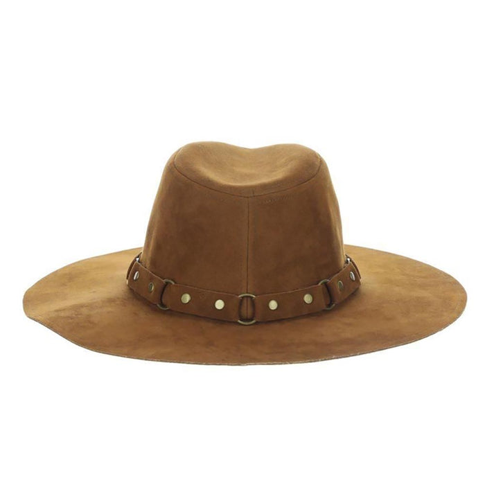 Vegan Leather Rancher Hat with Studs and Rings - Scala Hats Safari Hat Scala Hats