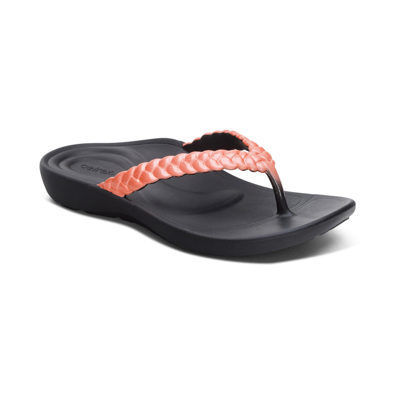 Vicki Braided Thong Sandal #color_coral gloss