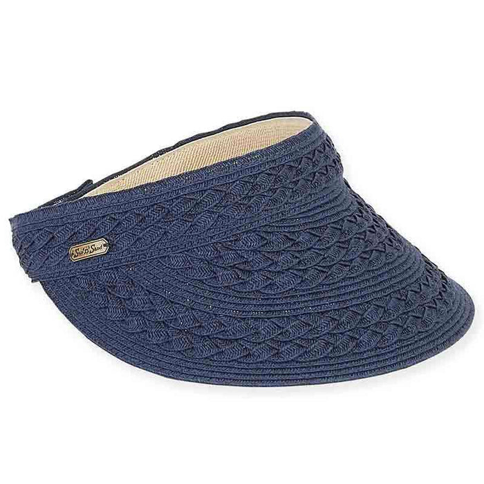 Villa Cross Braid Sun Visor - Sun 'N' Sand Hats Visor Cap Sun N Sand Hats HH1835C Navy