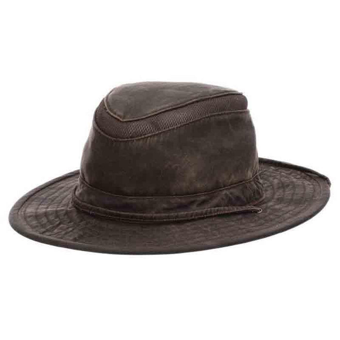 Weathered Cotton Aussie with Chin Cord  - DPC Global Hats Bucket Hat Dorfman Hat Co. mc376m Brown Medium (57 cm)