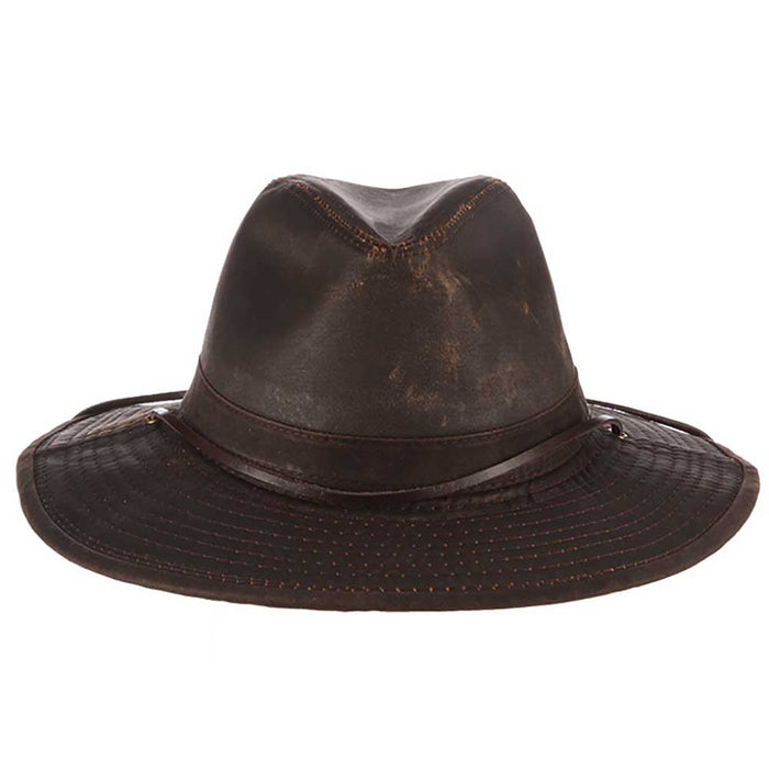 Weathered Cotton Safari Hat with Chin Strap - DPC Headwear Safari Hat Dorfman Hat Co. MC128-BRN2 Brown Medium (57 cm)