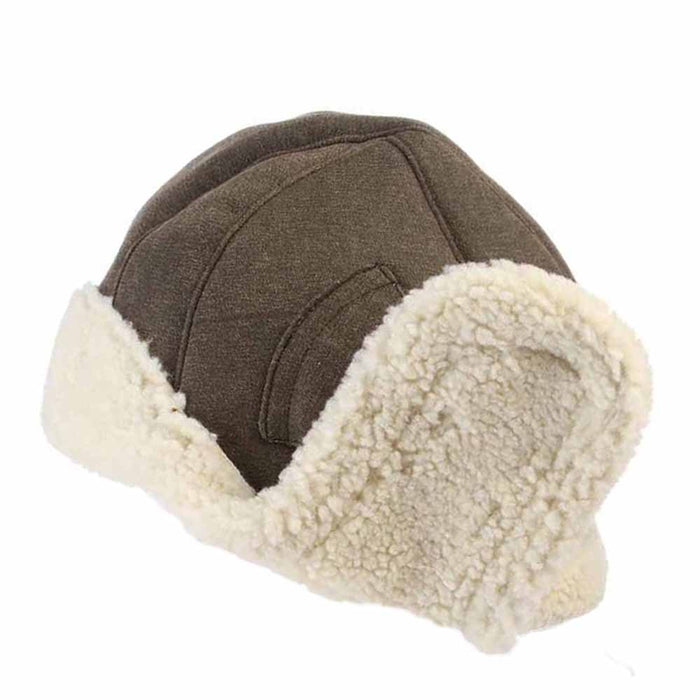 Weathered Cotton Trooper Hat with Berber Lining - DPC Hats Trapper Hat Dorfman Hat Co.