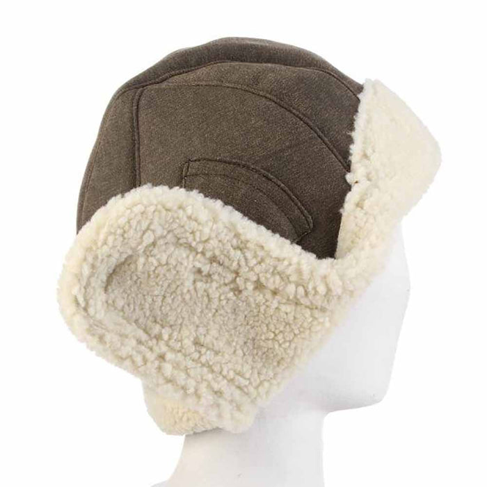 Weathered Cotton Trooper Hat with Berber Lining - DPC Hats Trapper Hat Dorfman Hat Co.