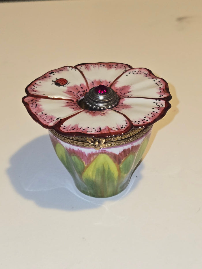 White and Pink Flower Perfume Limoges Box