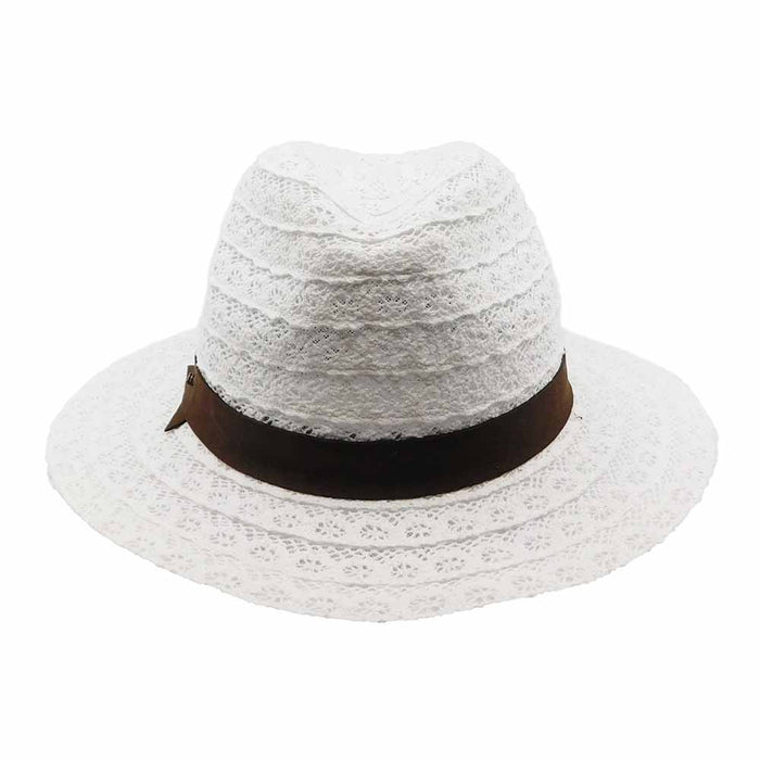 White Lace Panama Hat - Brooklyn Hat Co Safari Hat Brooklyn Hat BKN1586 White M (57 cm)