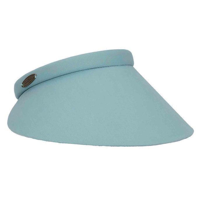 Wide Brim Clip-On Cotton Sun Visor, 4.5" - Panama Jack Visor Cap Panama Jack Hats PJL744-AQUA Aqua