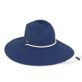 Wide Brim Ribbon Safari Hat with Chin Cord - Sun 'N' Sand Hats Safari Hat Sun N Sand Hats hh2204B Blue Medium (57 cm)