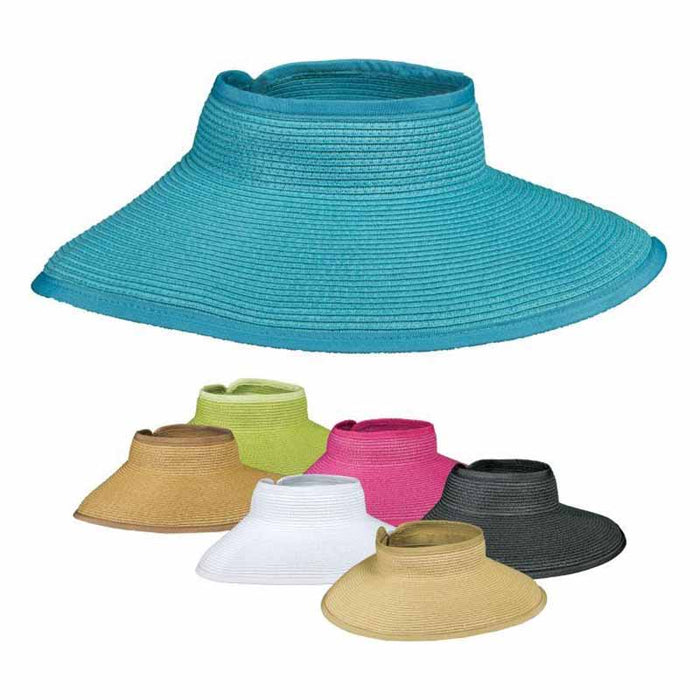 Wide Brim Roll-Up Sun Visor for Small Heads - DPC Hats Visor Cap Dorfman Hat Co.