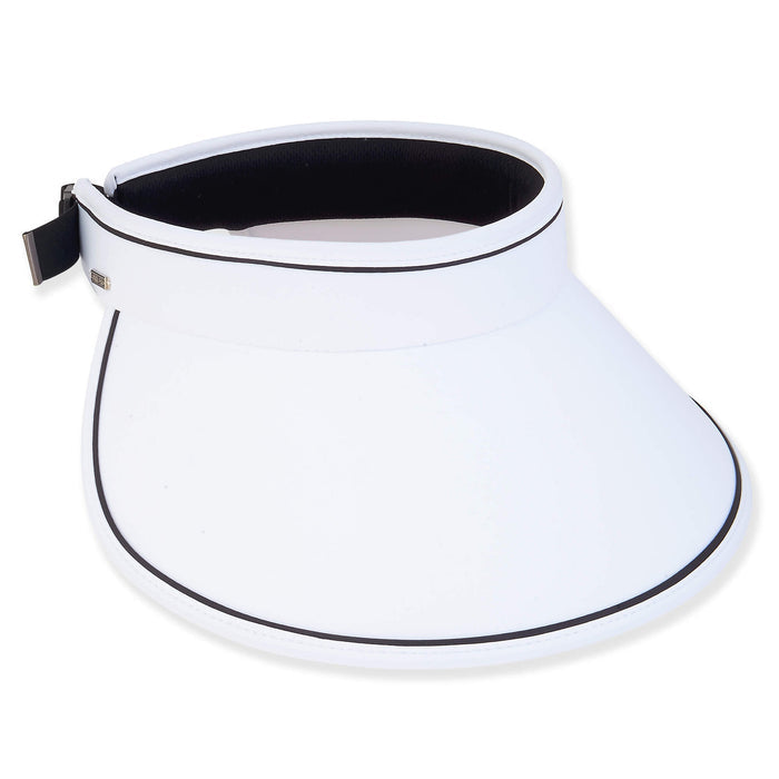 Wide Brim Spandex Sun Visor with Contrast Trim - Sun 'N' Sand Hats Visor Cap Sun N Sand Hats HH3156A White OS