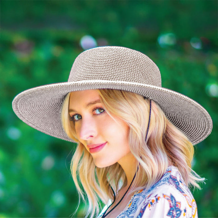 Wide Brim Straw Sun Hat with Chin Strap - Scala Hats Wide Brim Sun Hat Scala Hats