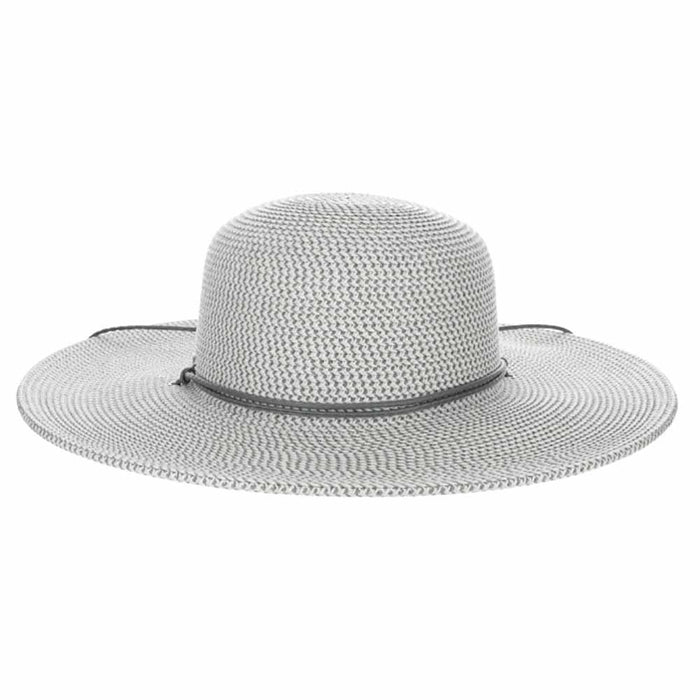 Wide Brim Straw Sun Hat with Chin Strap - Scala Hats Wide Brim Sun Hat Scala Hats LP46-LG Light Grey M/L (58 cm)