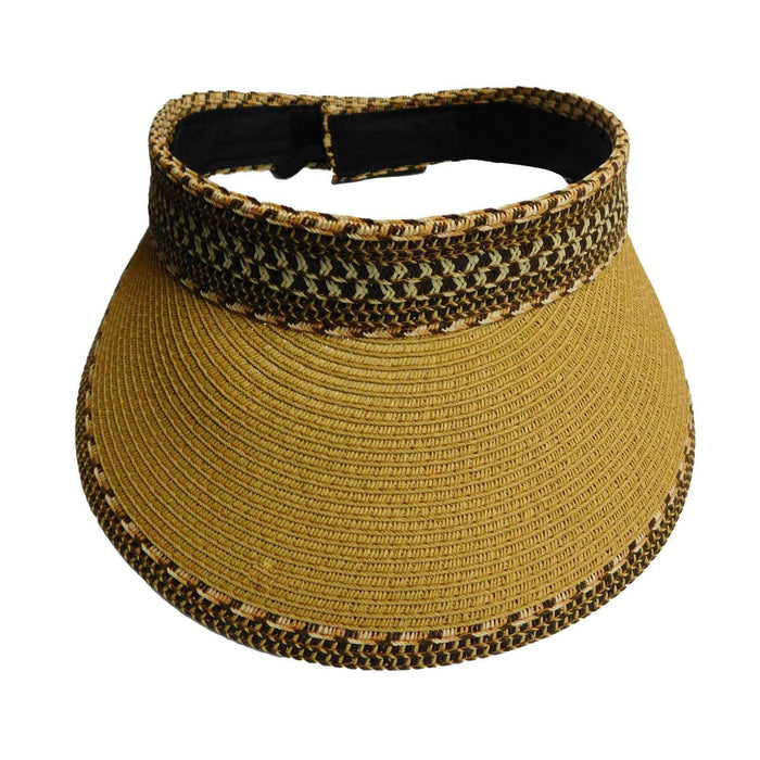 Wide Brim Tribal Pattern Roll-Up Sun Visor - Milani Hats Visor Cap Milani Hats JM1025NT Natural
