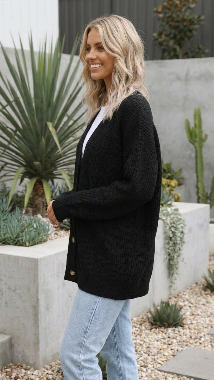 Women's Long Button Up Knit Cardigan