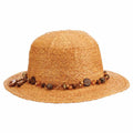 Women's Raffia Safari Pith Helmet Style Hat with Elephant Charm - Cappelli Straworld Pith Helmet Cappelli Straworld CSW332 Toast Medium (57 cm)