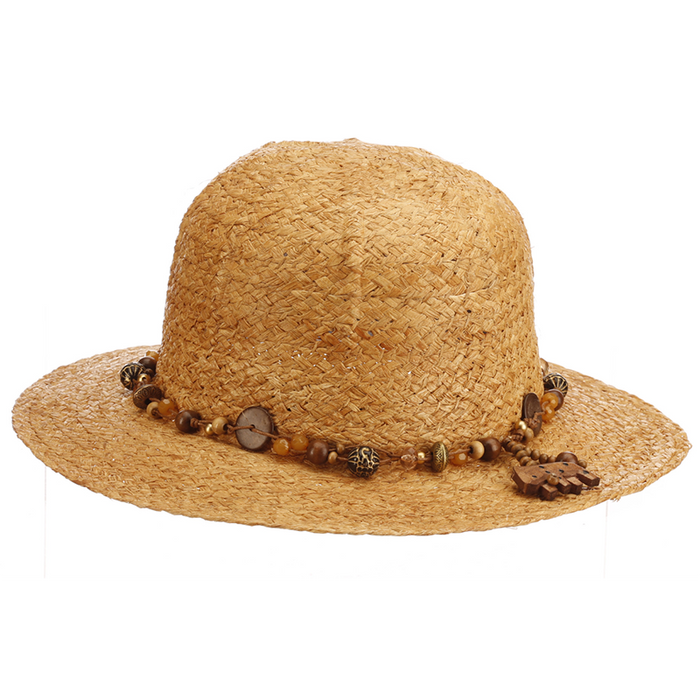 Women's Raffia Safari Pith Helmet Style Hat with Elephant Charm - Cappelli Straworld Pith Helmet Cappelli Straworld