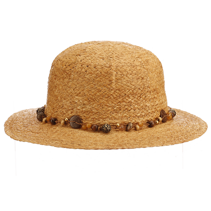 Women's Raffia Safari Pith Helmet Style Hat with Elephant Charm - Cappelli Straworld Pith Helmet Cappelli Straworld