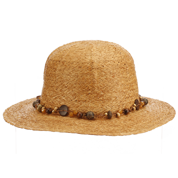 Women's Raffia Safari Pith Helmet Style Hat with Elephant Charm - Cappelli Straworld Pith Helmet Cappelli Straworld