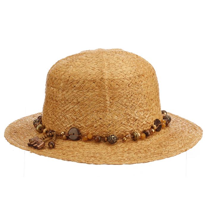 Women's Raffia Safari Pith Helmet Style Hat with Elephant Charm - Cappelli Straworld Pith Helmet Cappelli Straworld