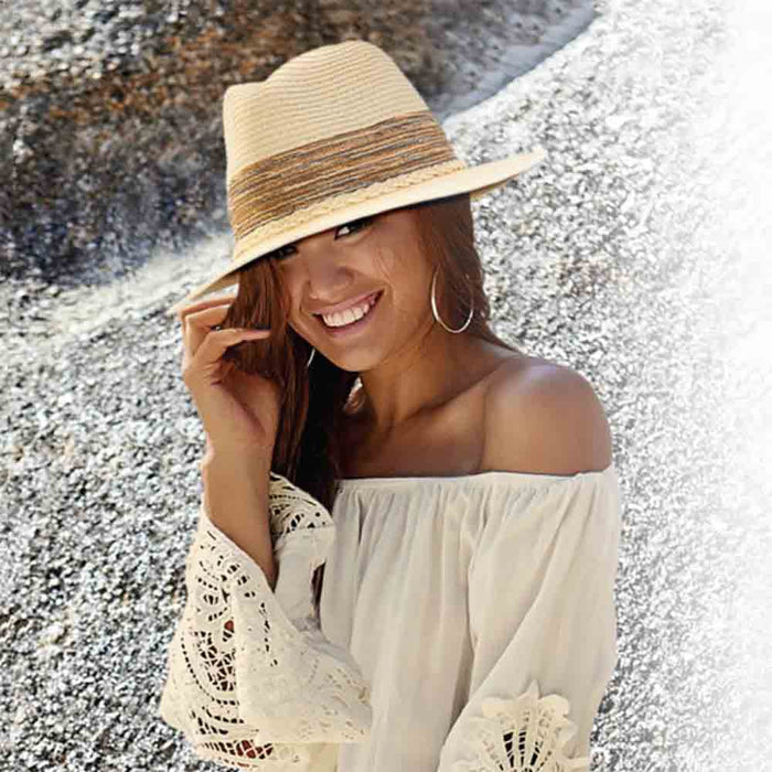Women's Safari Hat with Multi Color Band - Sun 'N' Sand Hats Safari Hat Sun N Sand Hats