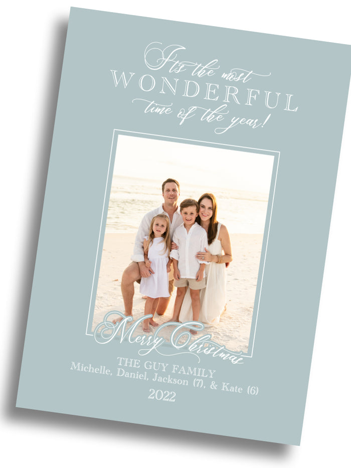 Wonderful Christmas Family Card - Minty Blue