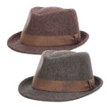 Wool Blend Fedora with Plaid Lining - Dorfman Pacific Hats Fedora Hat Dorfman Hat Co. MW323 Brown Large