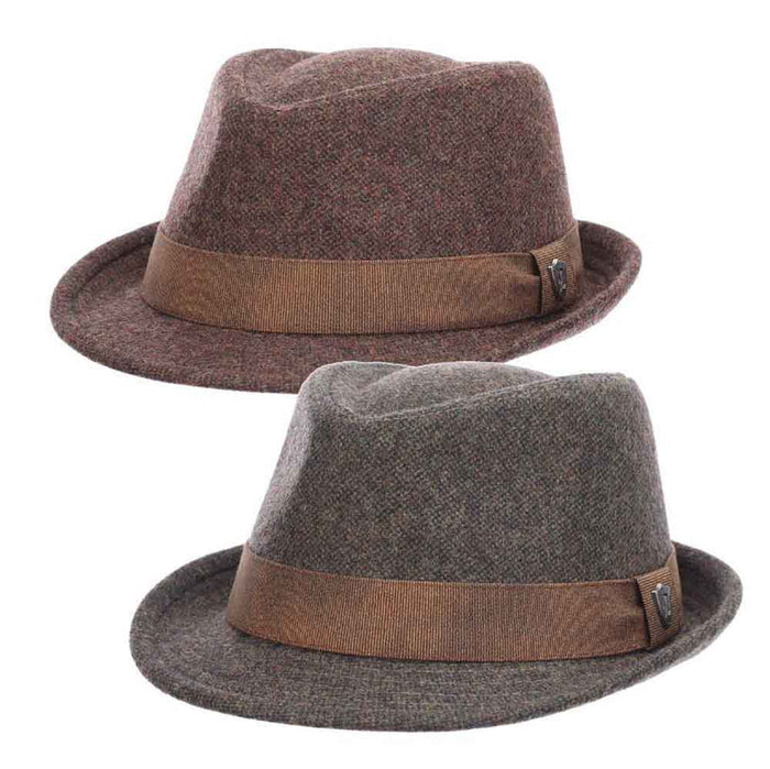 Wool Blend Fedora with Plaid Lining - Dorfman Pacific Hats Fedora Hat Dorfman Hat Co. MW323 Brown Large