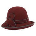 Wool Felt Cloche Hat with Up Turned Brim Adora® Hats Cloche Adora Hats AD1113bd Burgundy Medium (57 cm)