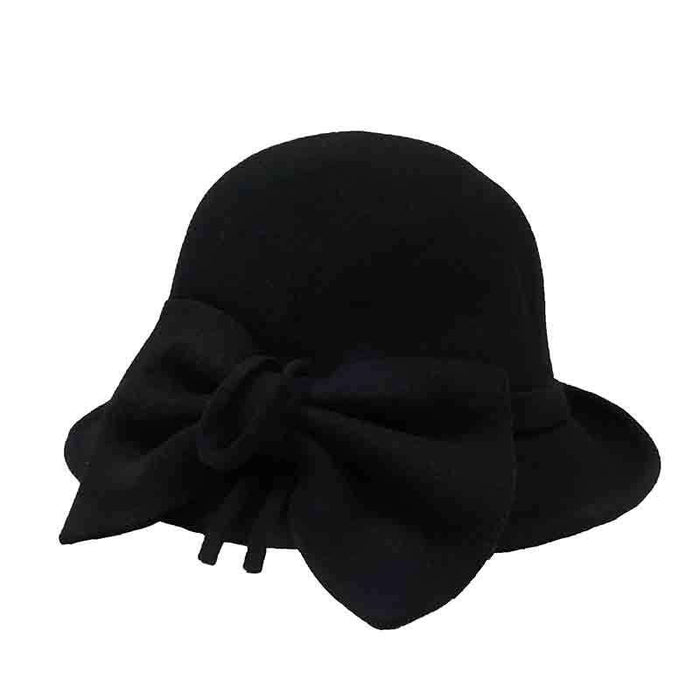 Wool Felt Cloche with Pleated Bow by JSA for Women Cloche Jeanne Simmons Accessories