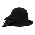 Wool Felt Cloche with Pleated Bow by JSA for Women Cloche Jeanne Simmons Accessories js7391BK Black