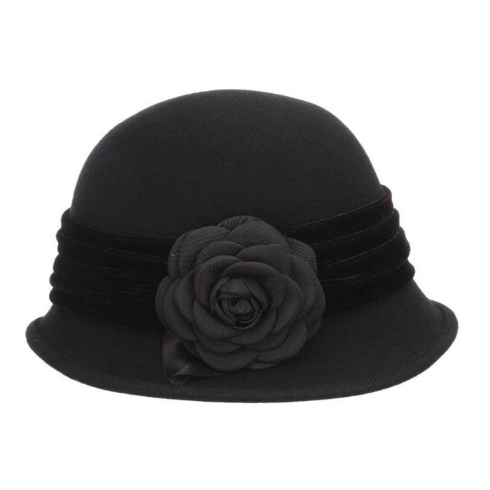 Wool Felt Cloche with Velvet Band - Scala Hat Cloche Scala Hats