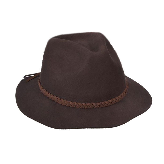 Wool Felt Safari Hat with Braided Suede Band - Scala Hats Safari Hat Scala Hats LF209 Brown Medium (57 cm)