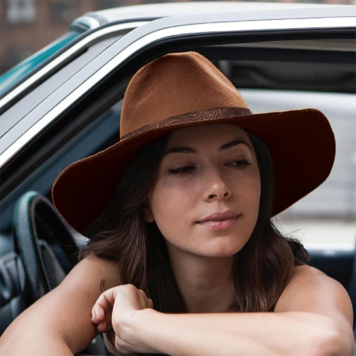 Wool Felt Safari Hat with Tooled Leatherette Band - Scala Hats Safari Hat Scala Hats