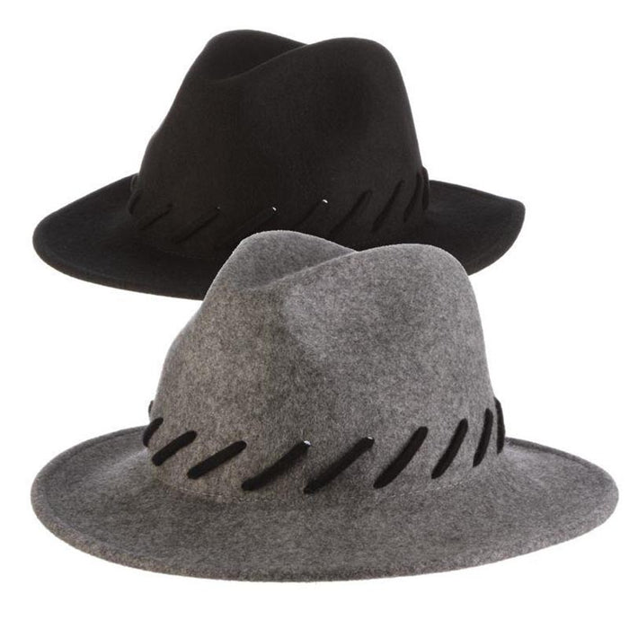Wool Felt Safari Hat with Whip Stitch - Callanan Hats Safari Hat Callanan Hats LV427 Black Medium (57 cm)