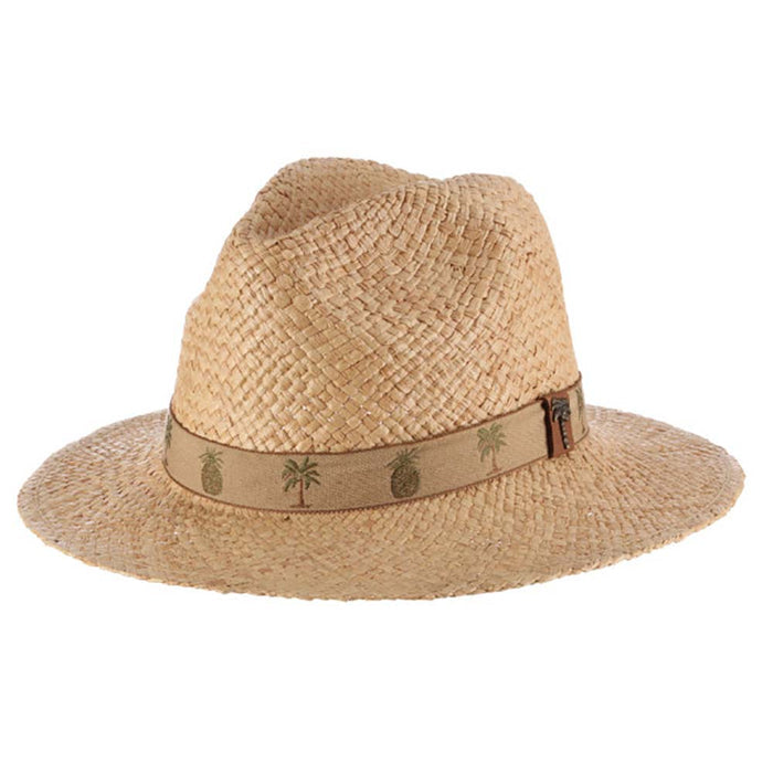 Woven Raffia Safari Hat with Pineapple Tape Band - Scala Hats for Men Safari Hat Scala Hats MR74-NAT2 Natural M (57 cm)