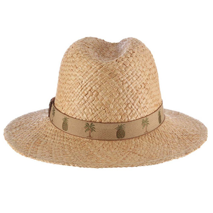 Woven Raffia Safari Hat with Pineapple Tape Band - Scala Hats for Men Safari Hat Scala Hats