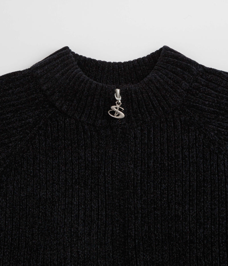 Yardsale Phantasy Chenille Full Zip Sweatshirt in Black